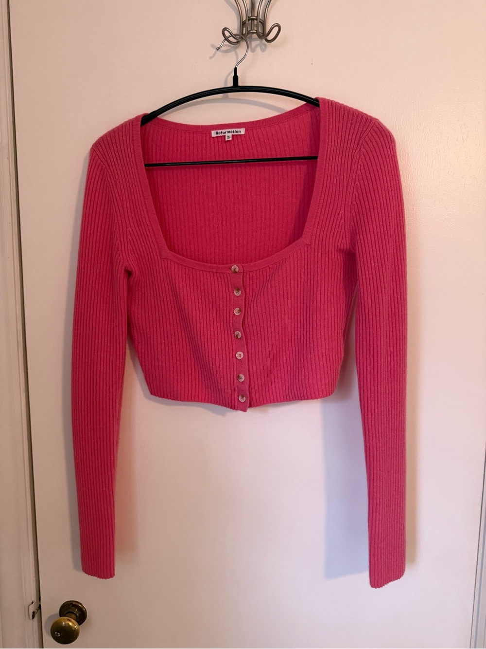 Reformation cashmere Button-Front Cropped Cardigan